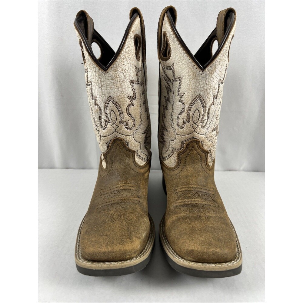 Cody James Boots Boys Size 1 Brown Western Cowboy Square Toe Pull On 43108